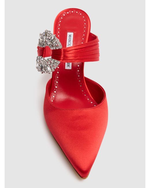 Manolo Blahnik Maidugura サテンミュール 90mm Red