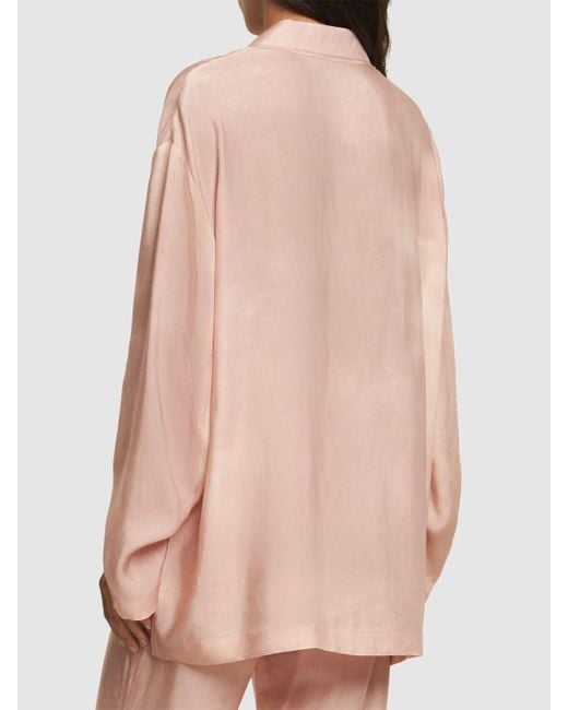 Acne Pink Shiny Cupro Twill Pajama Jacket