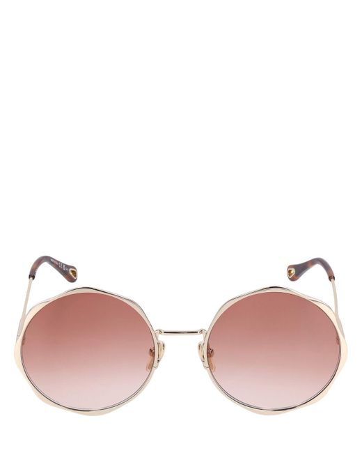 Gafas de sol redondas de metal Chloé de color Pink