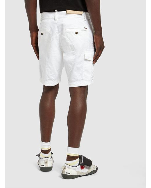 DSquared² White Sexy Cargo Stretch Cotton Shorts for men