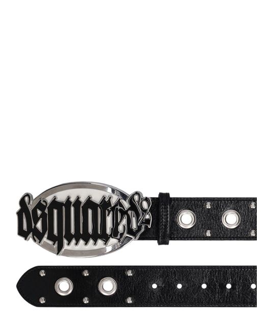 DSquared² White Gothic Leather Belt