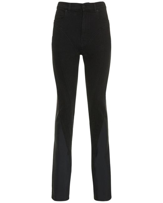 Mugler Contrast Denim & Jersey Skinny Jeans in Black | Lyst Canada