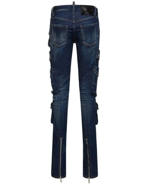 DSquared² Blue Low-Rise Straight Denim Cargo Jeans