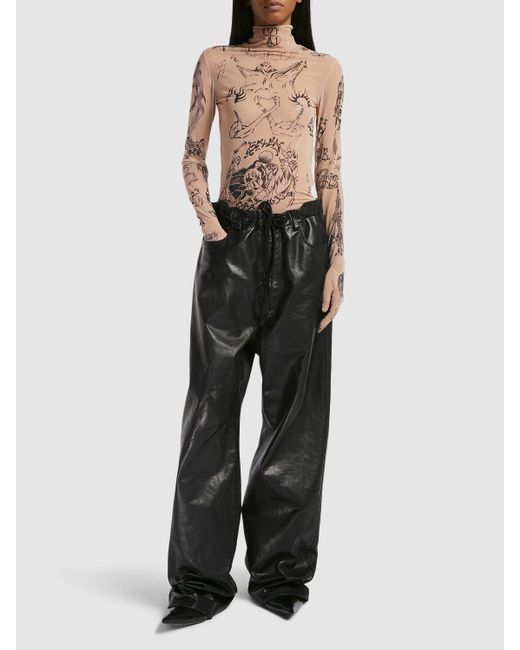 Pantalon baggy oversize en cuir Balenciaga en coloris Gray