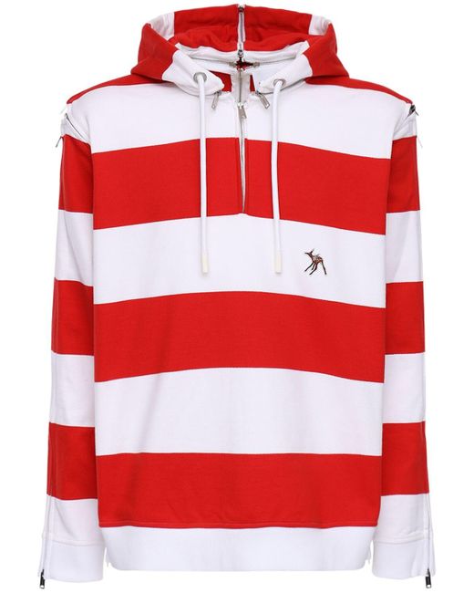 Burberry Red Striped Cotton Jersey Sweatshirt Hoodie for men