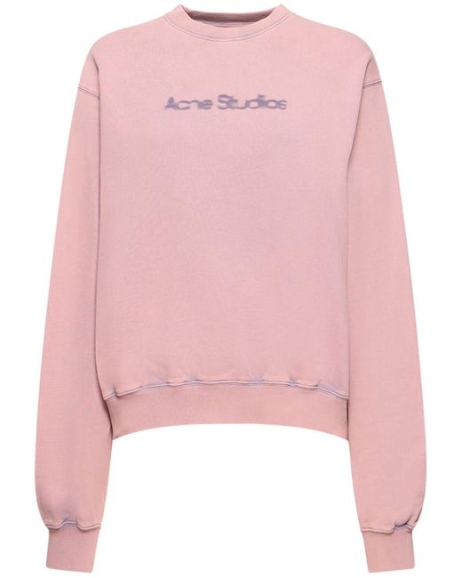 Sweat-shirt en jersey imprimé logo Acne en coloris Pink