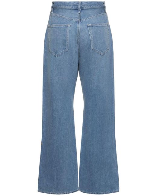 Pantalones de algodón denim Auralee de color Blue