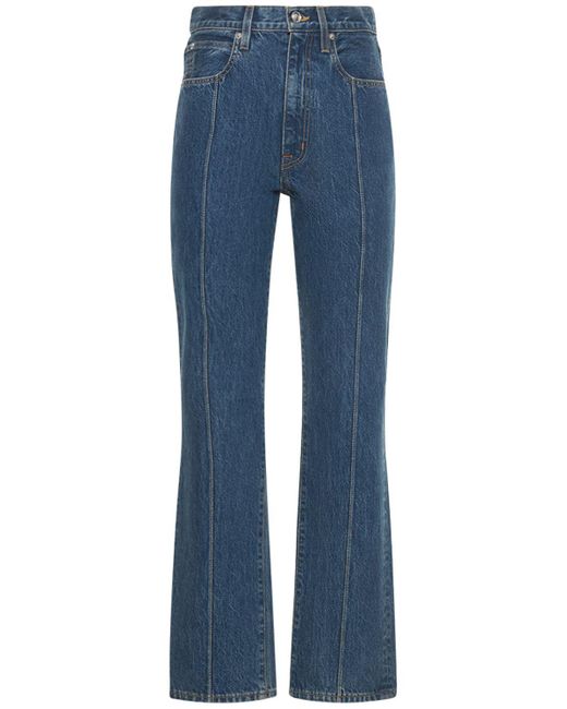 SLVRLAKE Denim Blue London Pintuck Straight Jeans