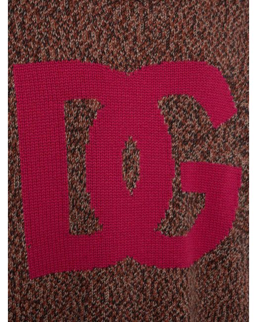 Dolce & Gabbana Pink Logo Intarsia Wool Sweater for men
