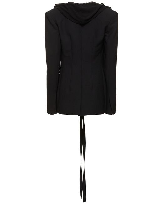 Nensi Dojaka Black Tailored Wool Blend Blazer W/ Hood