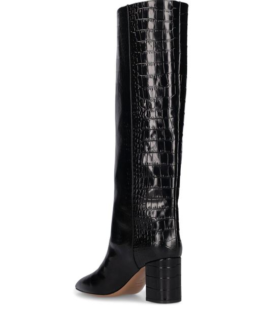 Paris Texas Black 70Mm Anja Croc Embossed Tall Boots
