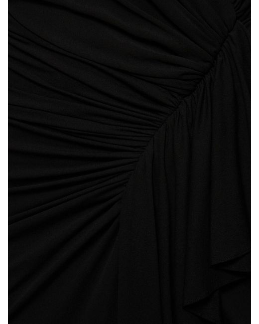 Alexandre Vauthier Black Draped Jersey L/s Midi Wrap Dress
