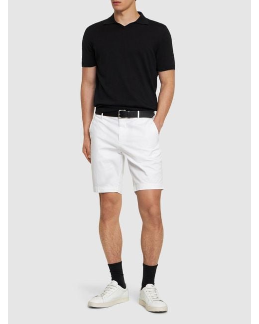Boss White Slice Stretch Cotton Shorts for men