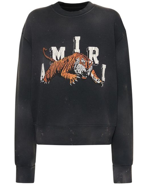 Amiri Gray Tiger Logo Distressed Sweatshirt