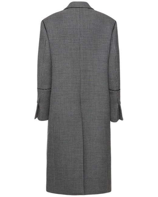 Ferragamo Gray Double Breasted Wool Houndsthooth Coat