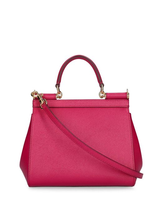 Dolce & Gabbana Pink Small Sicily Leather Top Handle Bag