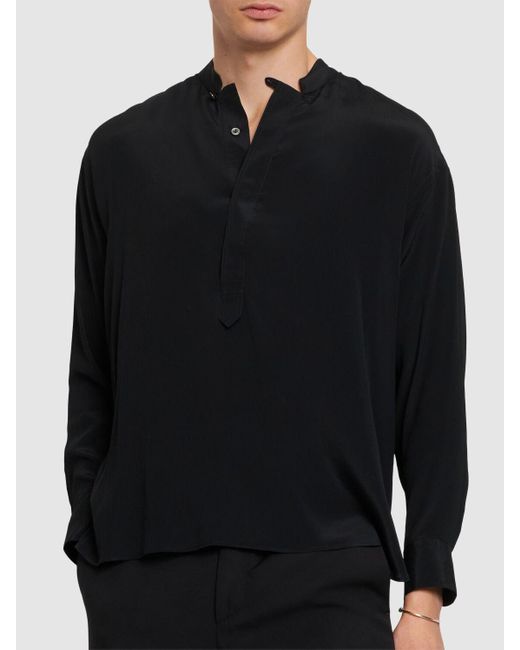 メンズ Lardini ビスコース&シルクシャツ Black