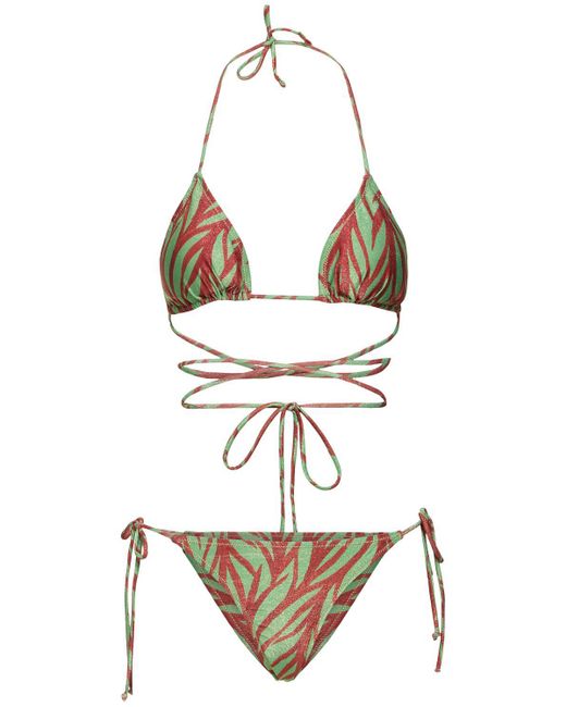 Reina Olga White Miami Printed Triangle Bikini Set