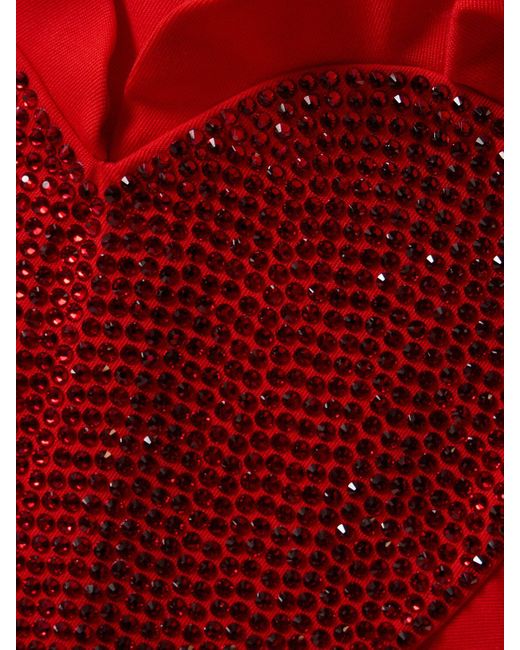 Area Red Ruffled Heart Stretch Wool Mini Skirt