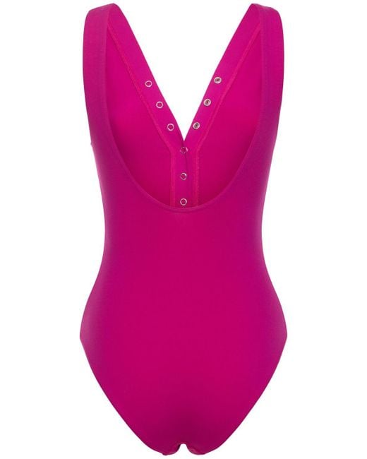 Eres Purple Icone One Piece V-neck Swimsuit
