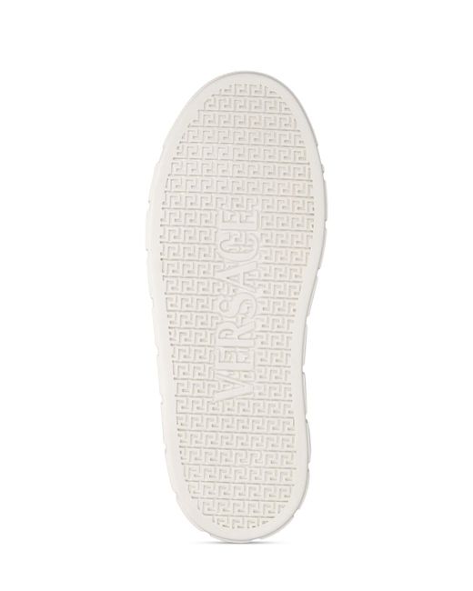 Versace White Verzierte Sneakers Greca aus Leder