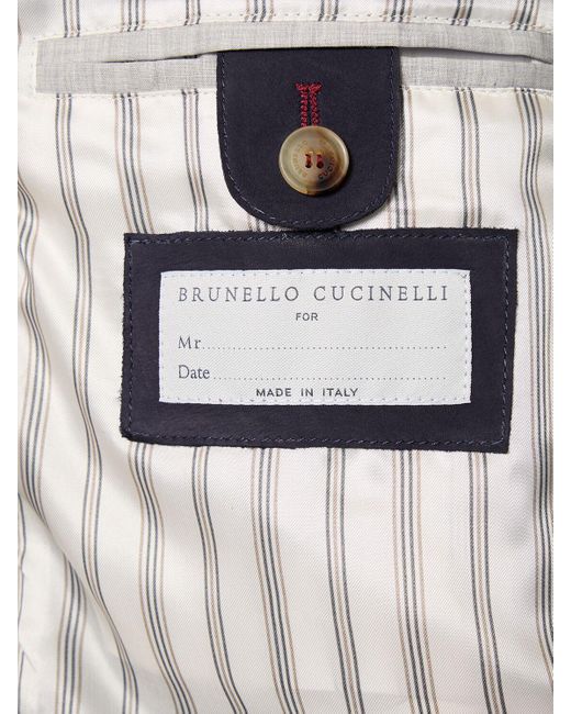 Brunello Cucinelli Blue Suede Bomber Jacket for men