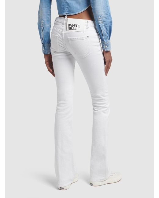 DSquared² White Denim Mid-Rise Flared Jeans