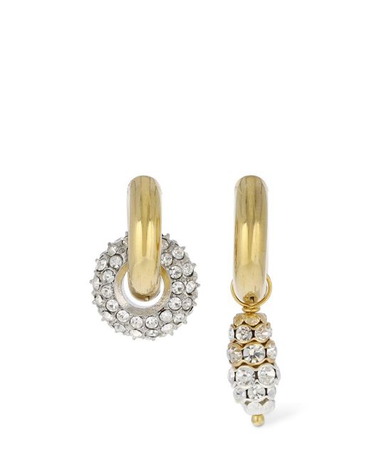 Timeless Pearly Metallic Crystal Charm Mismatched Earrings