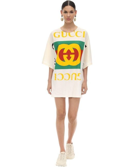 Gucci Multicolor Oversize Printed Cotton T-shirt Dress