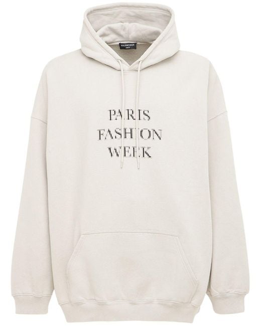 Felpa "paris fashion week" in cotone con cappuccio da Uomo di Balenciaga in  Bianco | Lyst