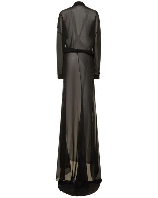 Vestido camisero de georgette drapeado Monot de color Black