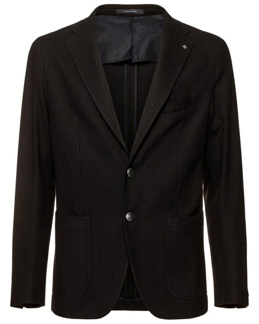 Hombre Blazer De Algodón Jersey Tagliatore de hombre de color Black