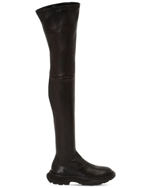 Alexander McQueen 45mm Tread Leather Over-the-knee Boots in Black - Lyst
