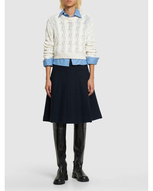 DUNST Blue Pleated Flannel Midi Skirt
