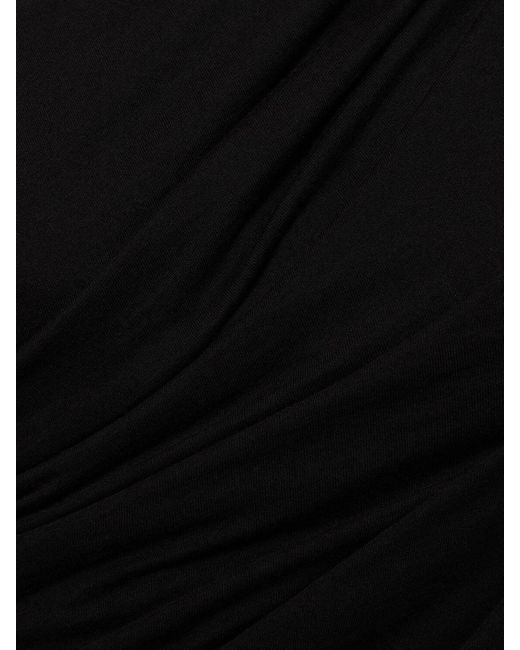 MSGM Black Draped Cotton Jersey Mini Dress