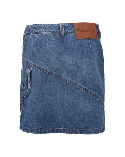 J.W. Anderson Blue Twisted Cotton Denim Mini Skirt
