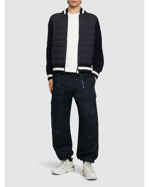 Moncler Blue Cotton & Tech Cardigan Jacket for men