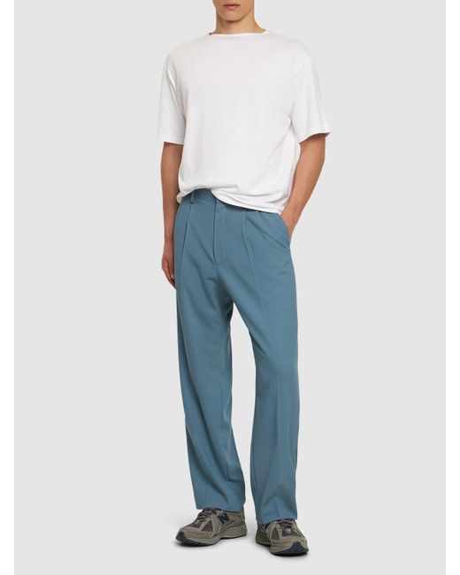 Auralee Blue Wool Two-pleat Pants for men