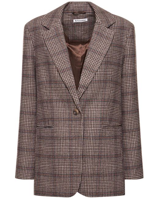 Reformation Brown The Classic Relaxed Wool Blend Blazer