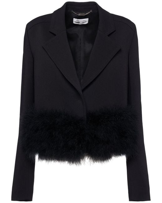 Blumarine Black Sable Blazer W/feathers