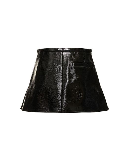 Courreges Double Slit Vinyl Mini Skirt in Black | Lyst