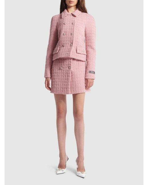 Giacca doppiopetto in tweed di Versace in Pink