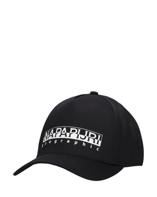 Napapijri Black F-box Logo Cotton Blend Cap for men