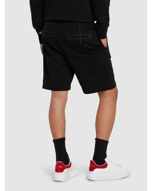 Shorts in felpa di cotone di Alexander McQueen in Black da Uomo
