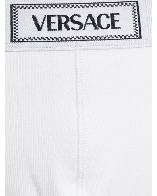 Calzoncillos boxer de algodón de punto acanalado Versace de hombre de color White