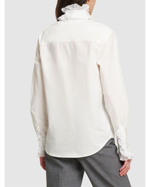 Blusa de popelina de algodón con volantes Philosophy Di Lorenzo Serafini de color White
