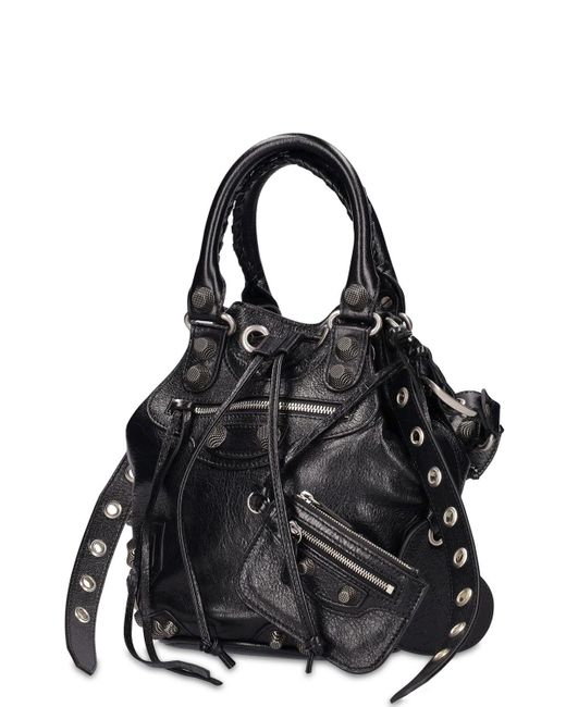 Balenciaga Black S Le Cagole Leather Bucket Bag
