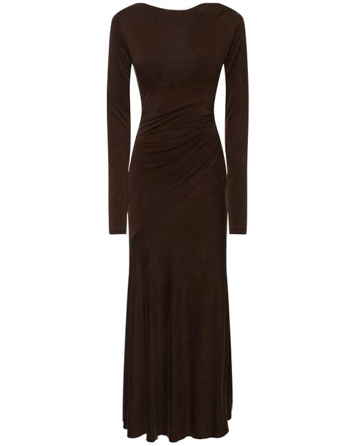 ANDAMANE Brown Midikleid Aus Jersey Mit Wildleder-touch "saba"