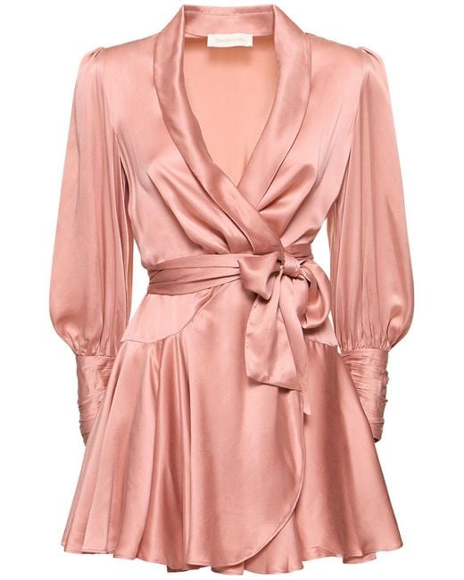 Zimmermann Pink Silk Mini Wrap Dress