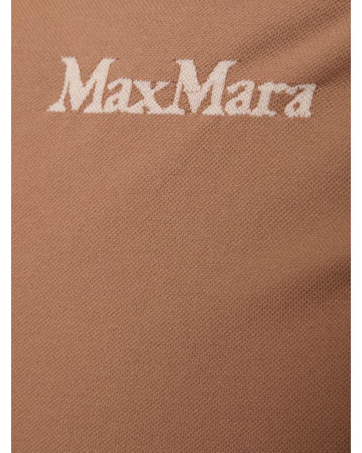 Max Mara Brown Fiocchi Logo Tech Crop Top
